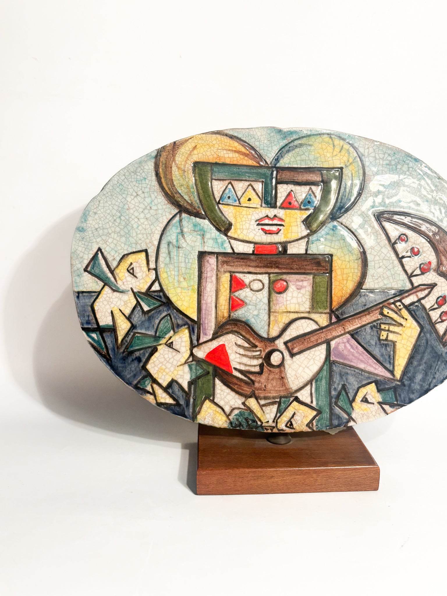 Piastra in Ceramica Dipinta a Mano di Ibrahim Kodra Anni 70