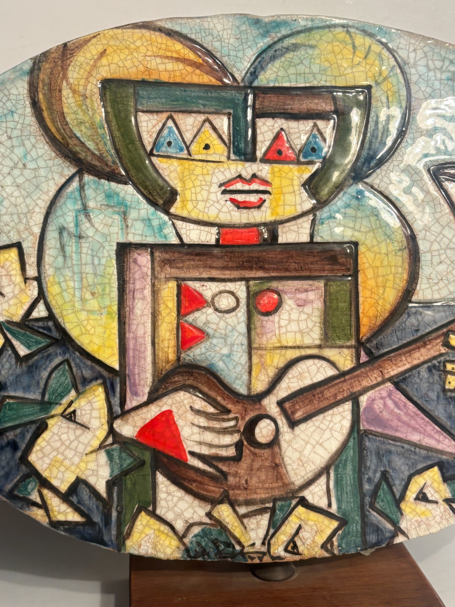 Piastra in Ceramica Dipinta a Mano di Ibrahim Kodra Anni 70