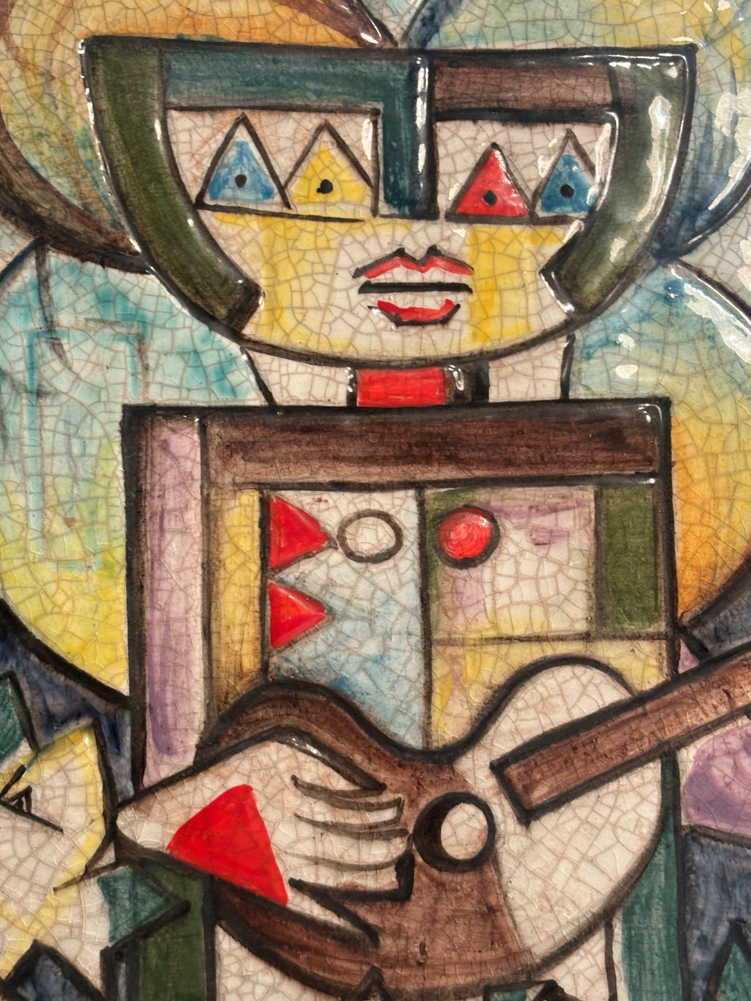 Piastra in Ceramica Dipinta a Mano di Ibrahim Kodra Anni 70