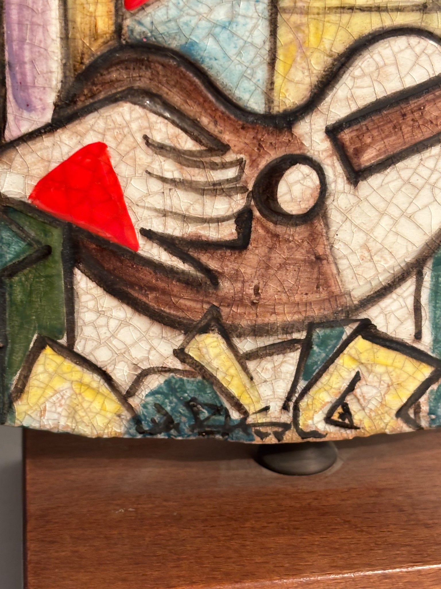 Piastra in Ceramica Dipinta a Mano di Ibrahim Kodra Anni 70