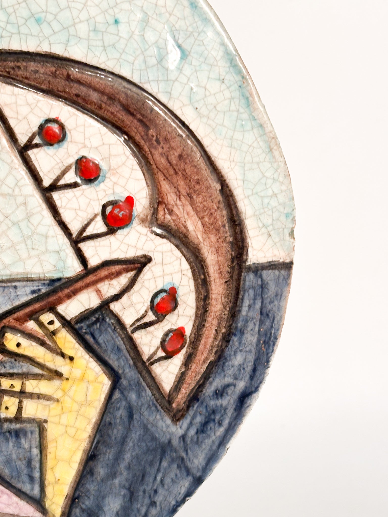 Piastra in Ceramica 'Il Suonatore' di Ibrahim Kodra Anni 70