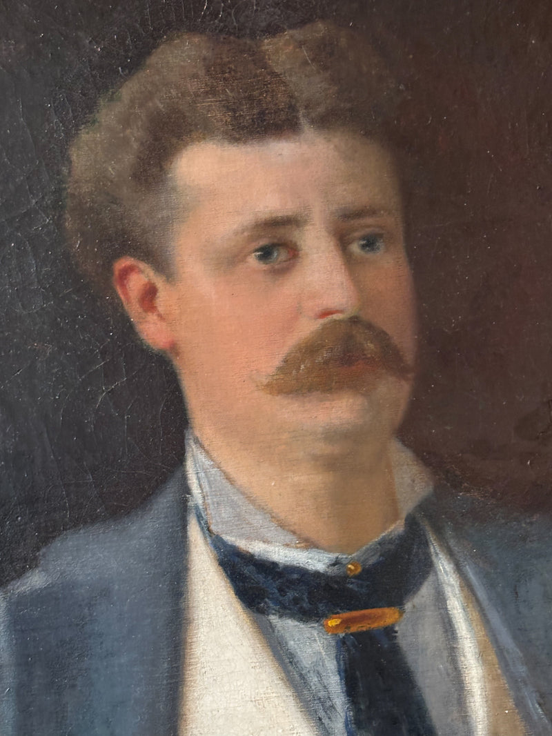 Portrait Oil on Canvas by Daniele Ranzoni Late 19th Century