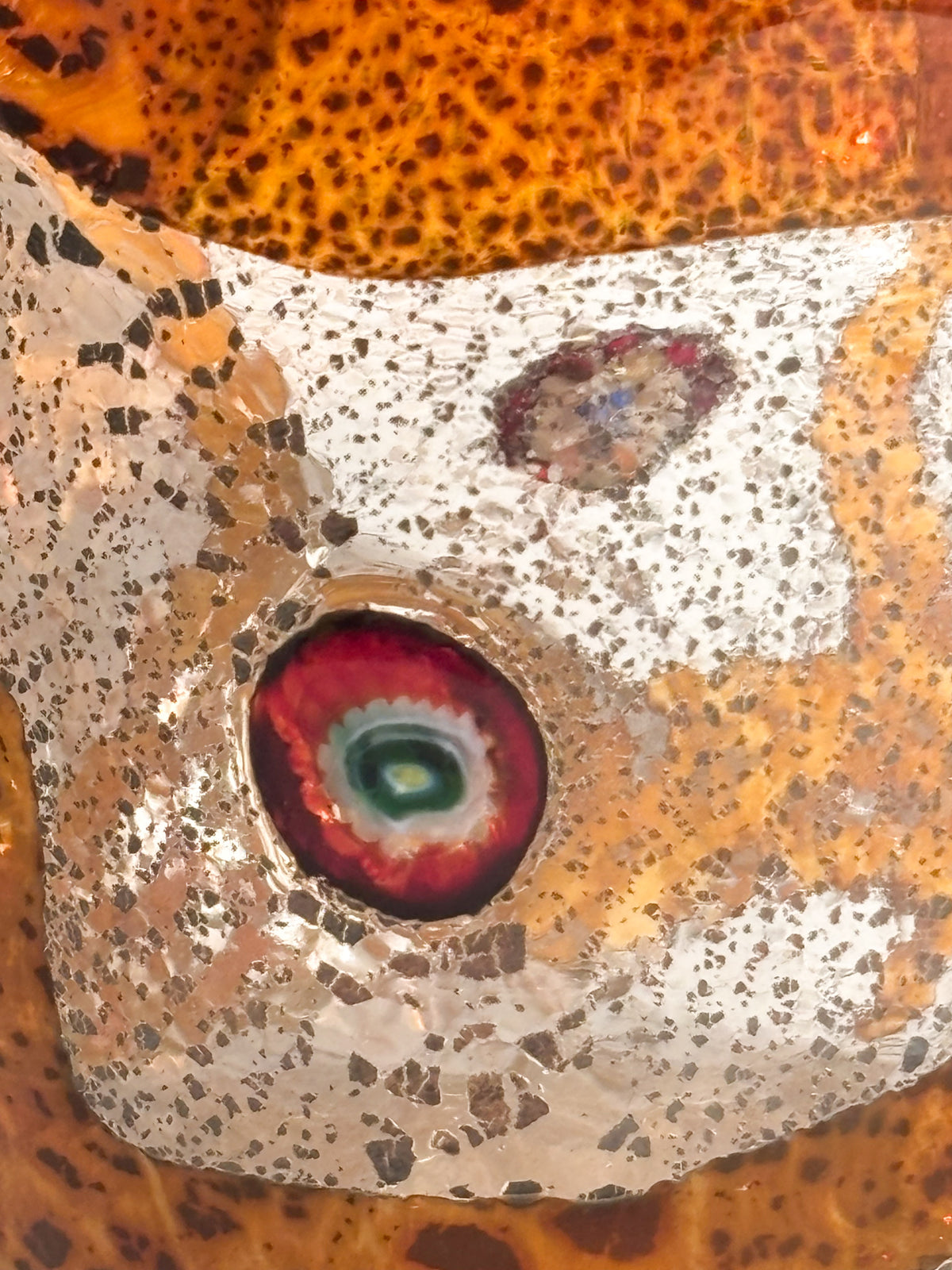 Goto De Fornasa in Vetro di Murano Arancio con Murrine Anni 80
