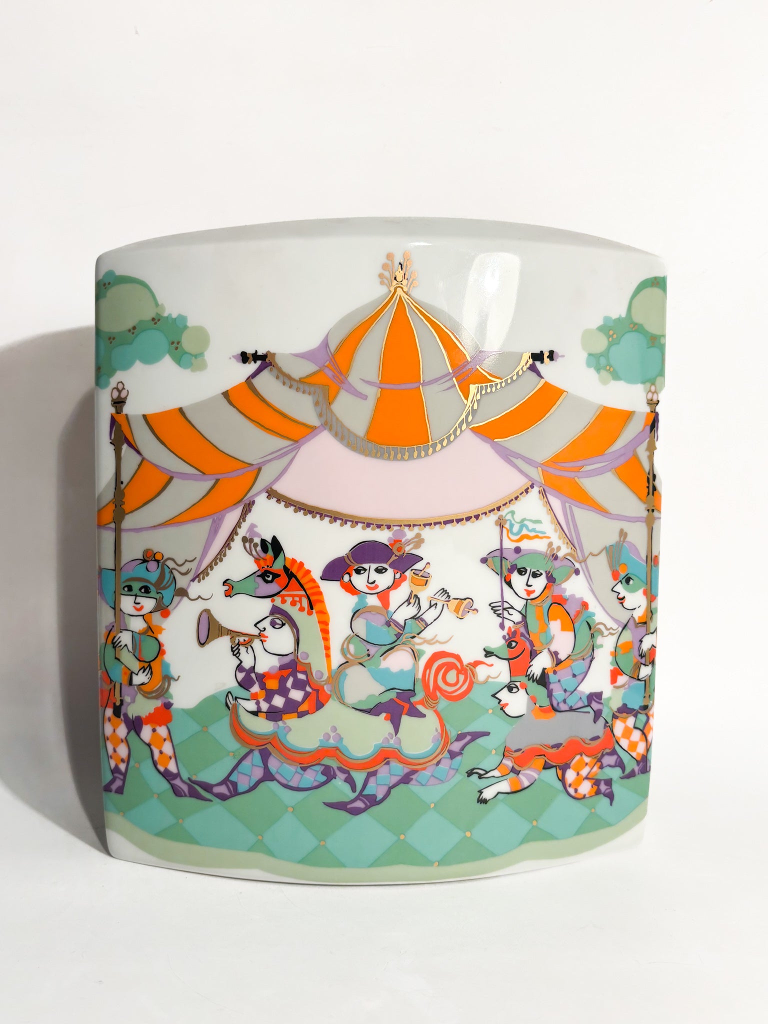 Vaso in Porcellana di Rosenthal 'Commedia dell'Arte' Disegnato da Bjørn Wiinblad Anni 90