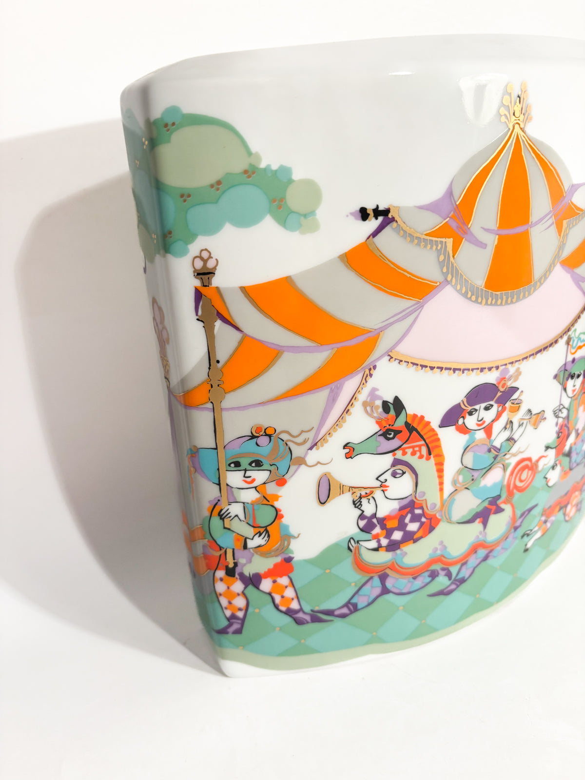 Vaso in Porcellana di Rosenthal 'Commedia dell'Arte' Disegnato da Bjørn Wiinblad Anni 90