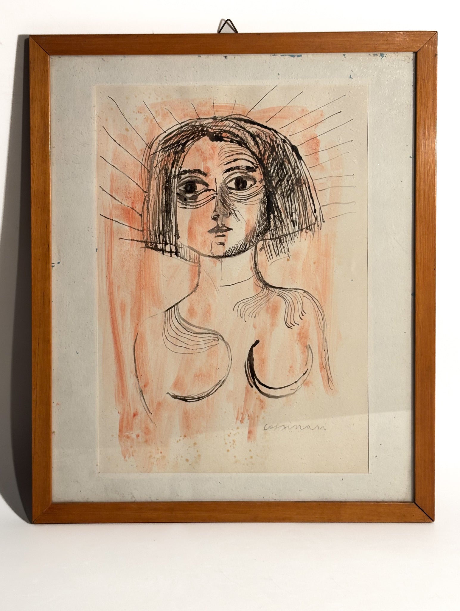Disegno China Acquarellata su Carta di Bruno Cassinari del 1967