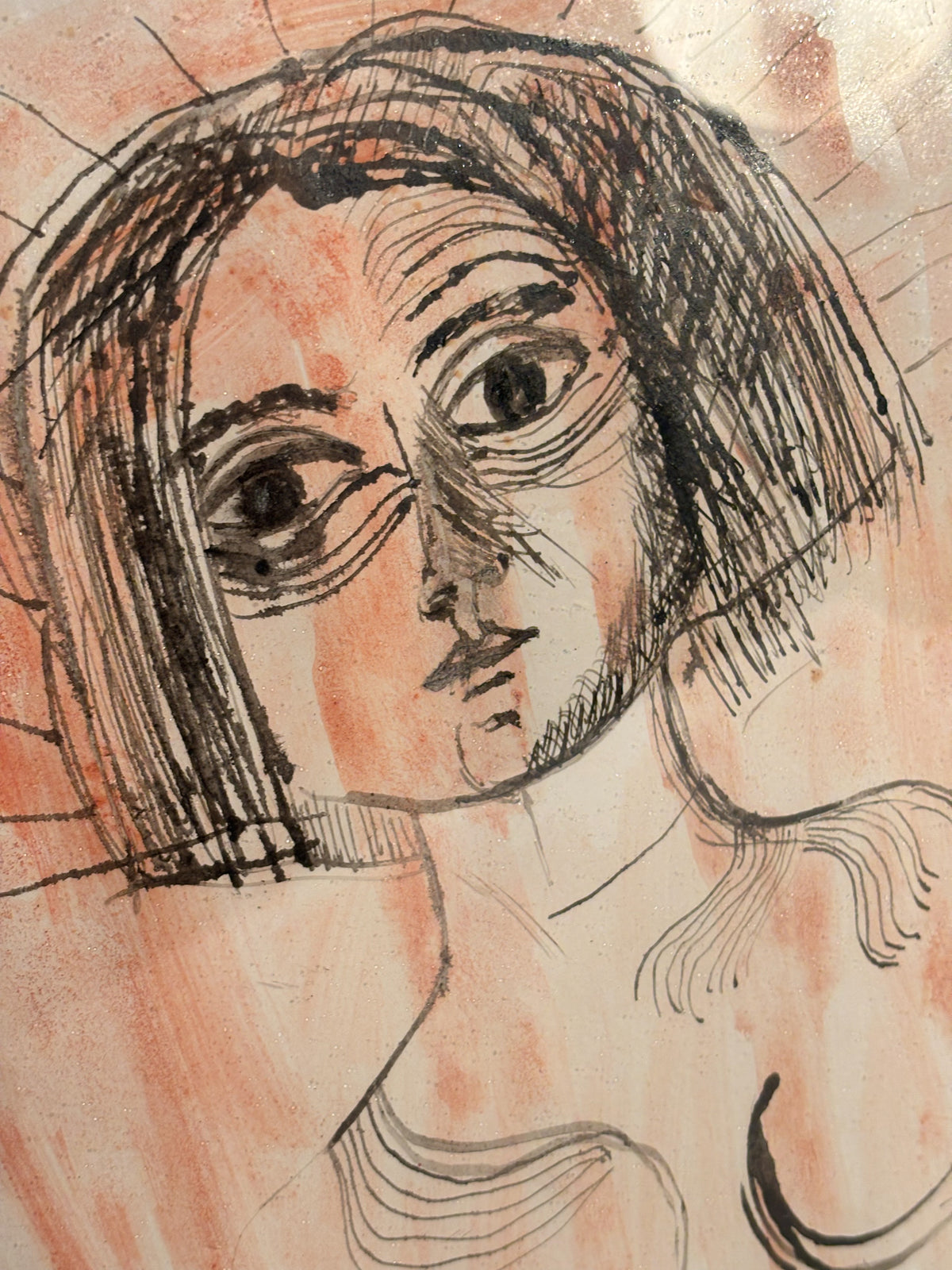 Disegno China Acquarellata su Carta di Bruno Cassinari del 1967