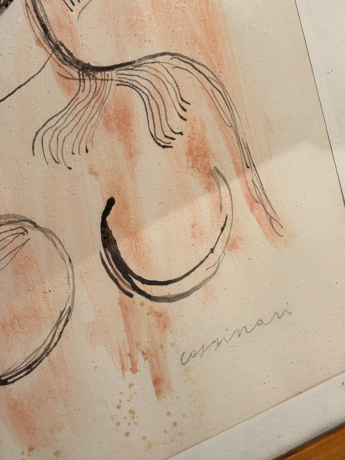 Disegno China Acquarellata su Carta di Bruno Cassinari del 1967