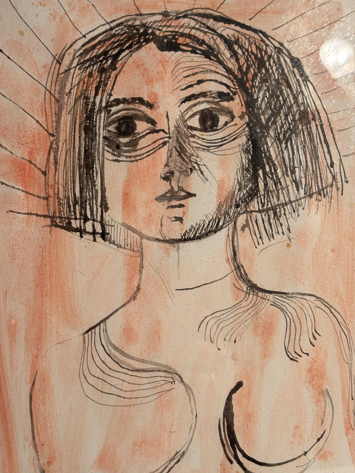Disegno China Acquarellata su Carta di Bruno Cassinari del 1967