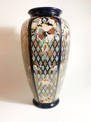 Vaso in Ceramica Italiana di Dècor Exclusiv Blu e Decorazioni Dorate Anni 70