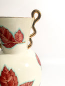 Vaso in Ceramica di Perugia Dipinto a Mano con Foglie Anni 40