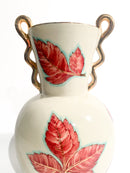 Vaso in Ceramica di Perugia Dipinto a Mano con Foglie Anni 40