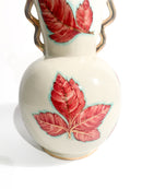 Vaso in Ceramica di Perugia Dipinto a Mano con Foglie Anni 40