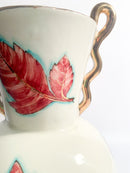 Vaso in Ceramica di Perugia Dipinto a Mano con Foglie Anni 40