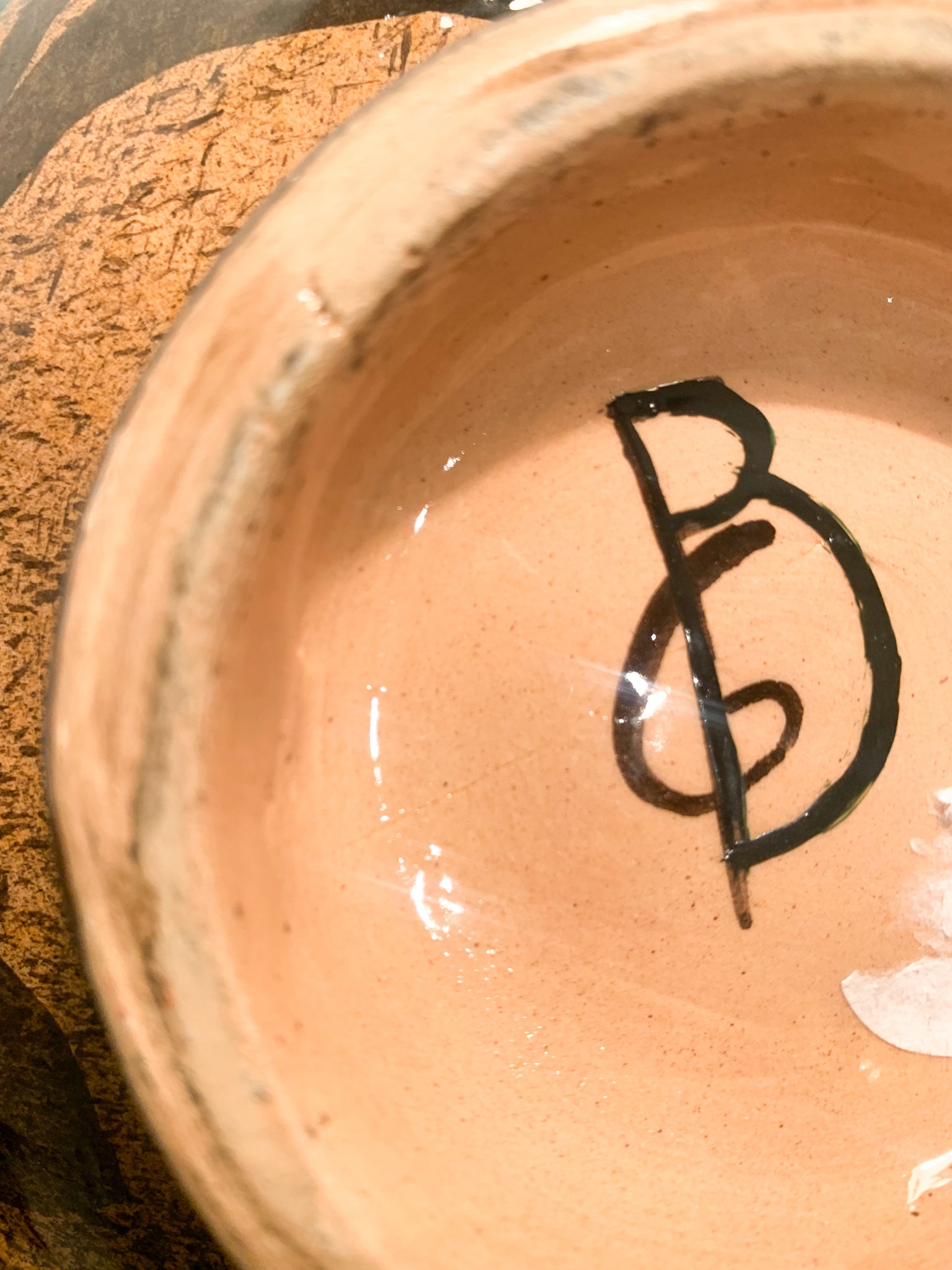 Vaso Arancione in Ceramica del Centro Italia Dipinto a Mano Anni 50