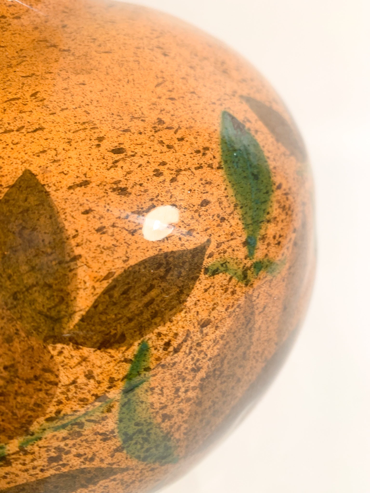 Vaso Arancione in Ceramica del Centro Italia Dipinto a Mano Anni 50