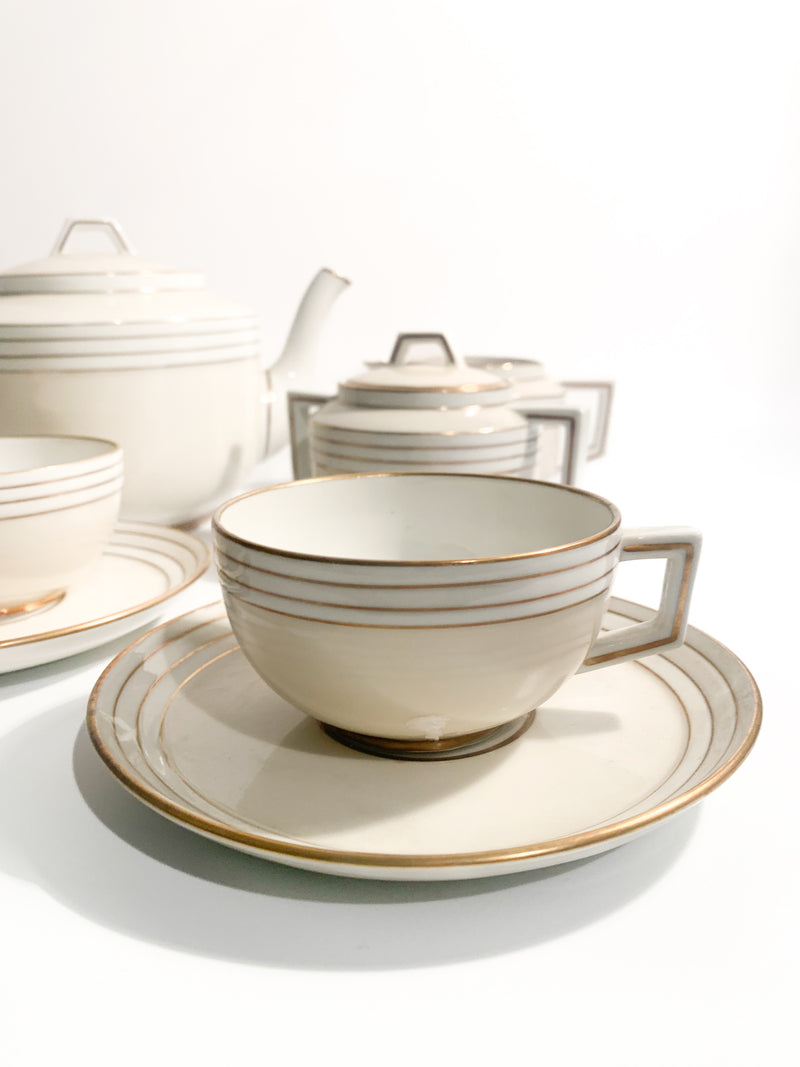 Twelve Decò Tea Set in Porcelain by Richard Ginori, 1940s