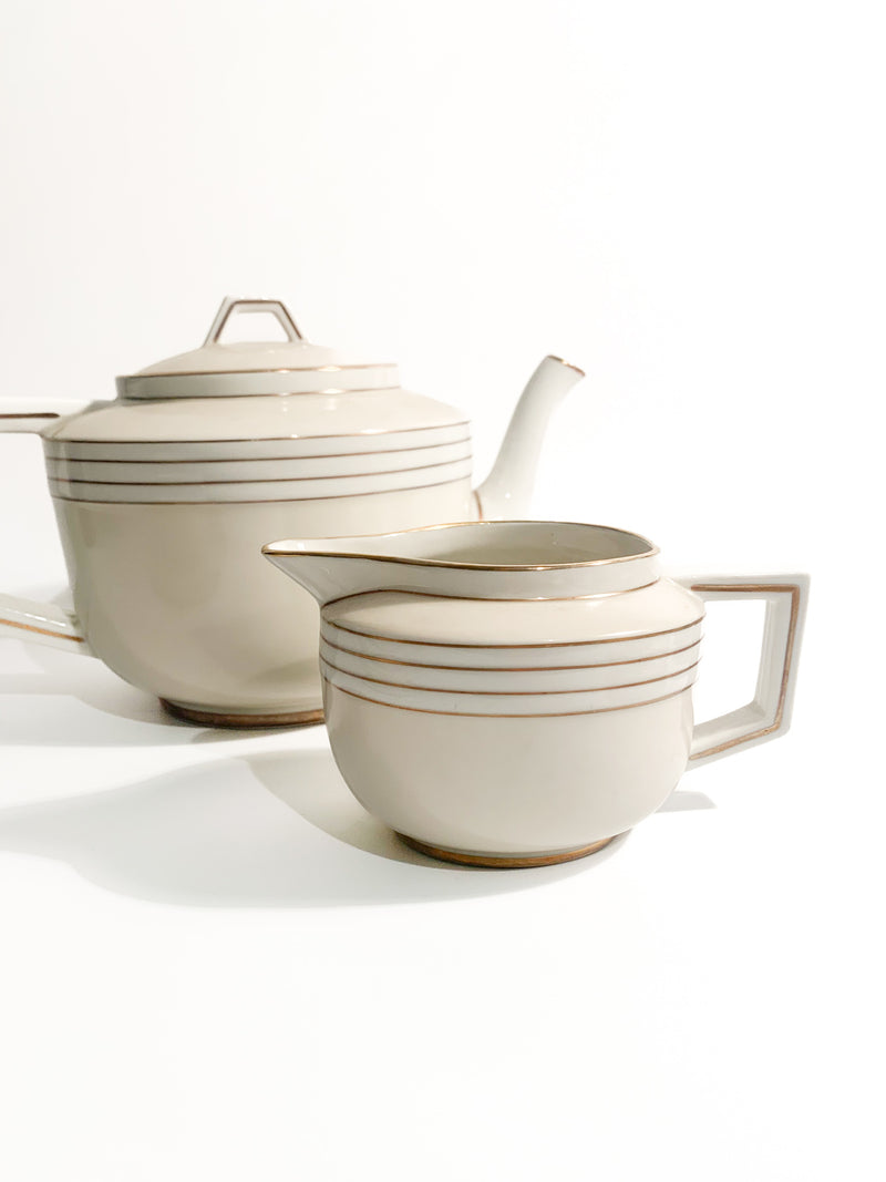 Twelve Decò Tea Set in Porcelain by Richard Ginori, 1940s