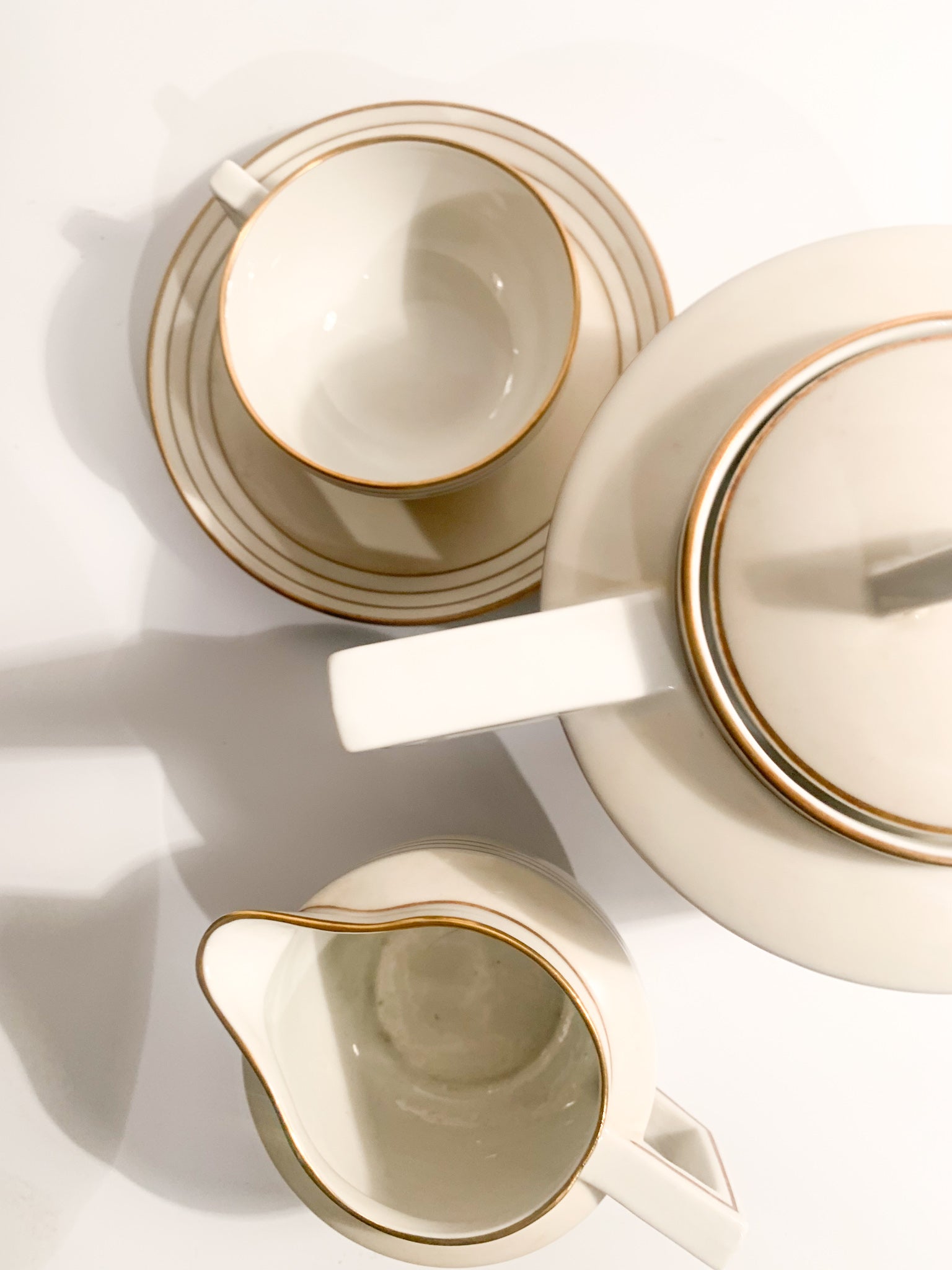 Twelve Decò Tea Set in Porcelain by Richard Ginori, 1940s