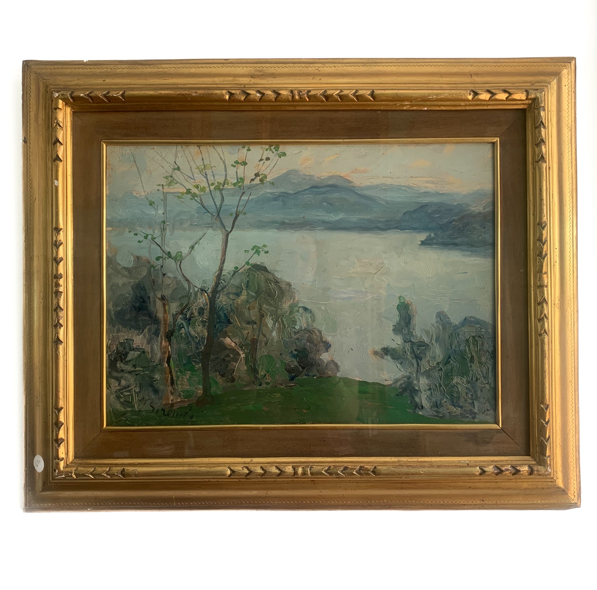Landscape Oil Painting on Canvas by Giovanni Sirombo Years 1920