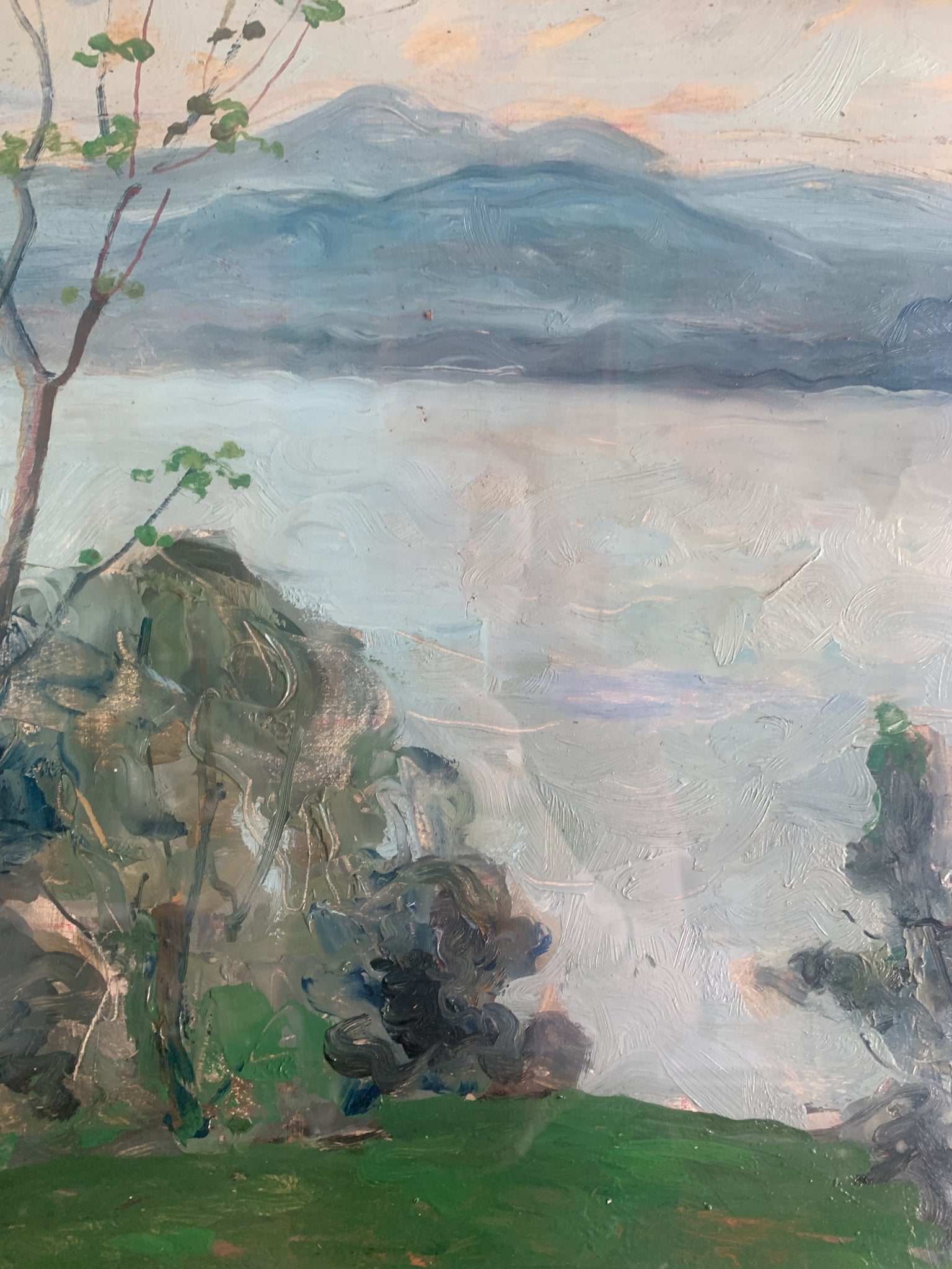 Landscape Oil Painting on Canvas by Giovanni Sirombo Years 1920