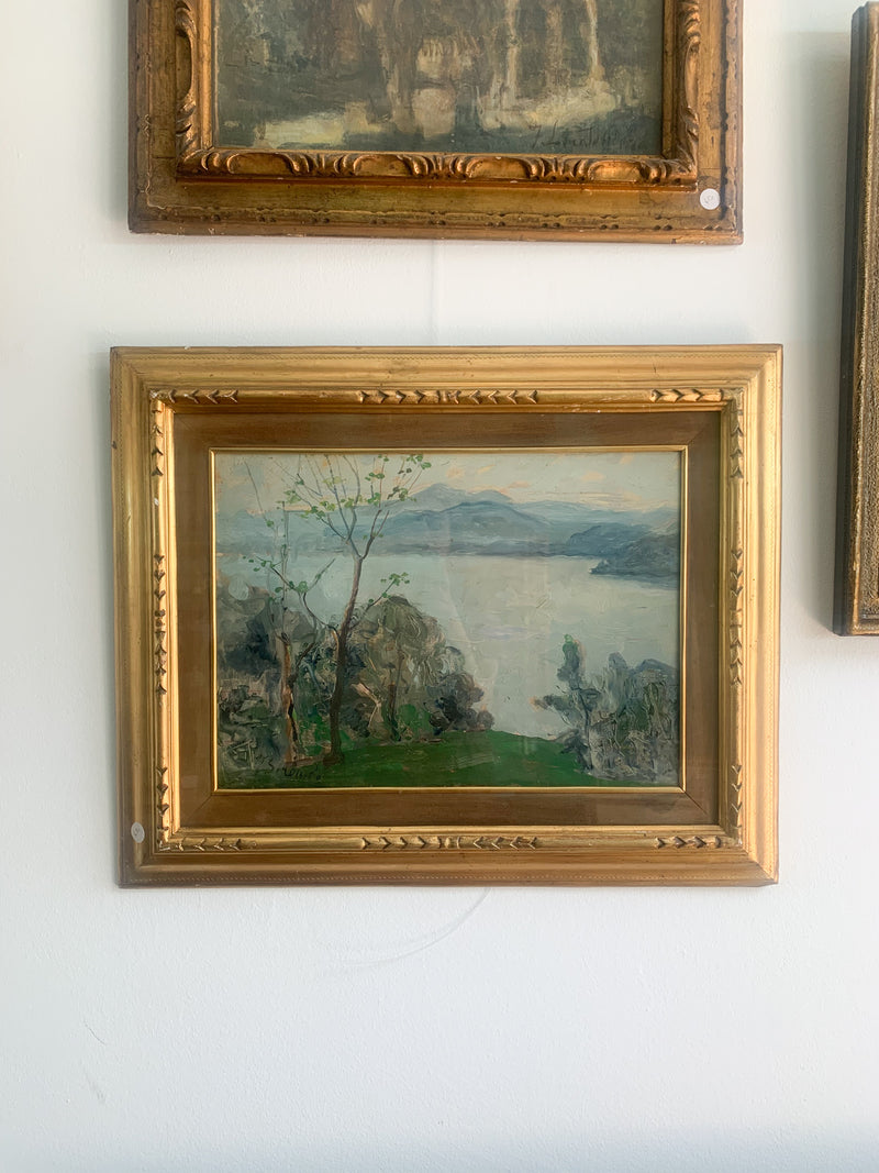 Dipinto Olio su Tela di Paesaggio di Giovanni Sirombo Anni 1920