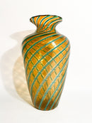 Vaso in Vetro di Murano con Lavorazione Canne Attribuito a Fratelli Toso Anni 50