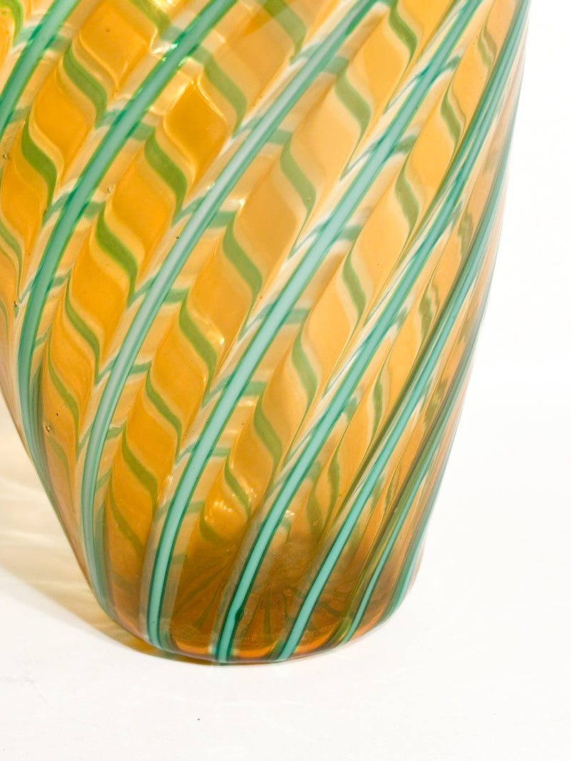 Vaso in Vetro di Murano con Lavorazione Canne Attribuito a Fratelli Toso Anni 50