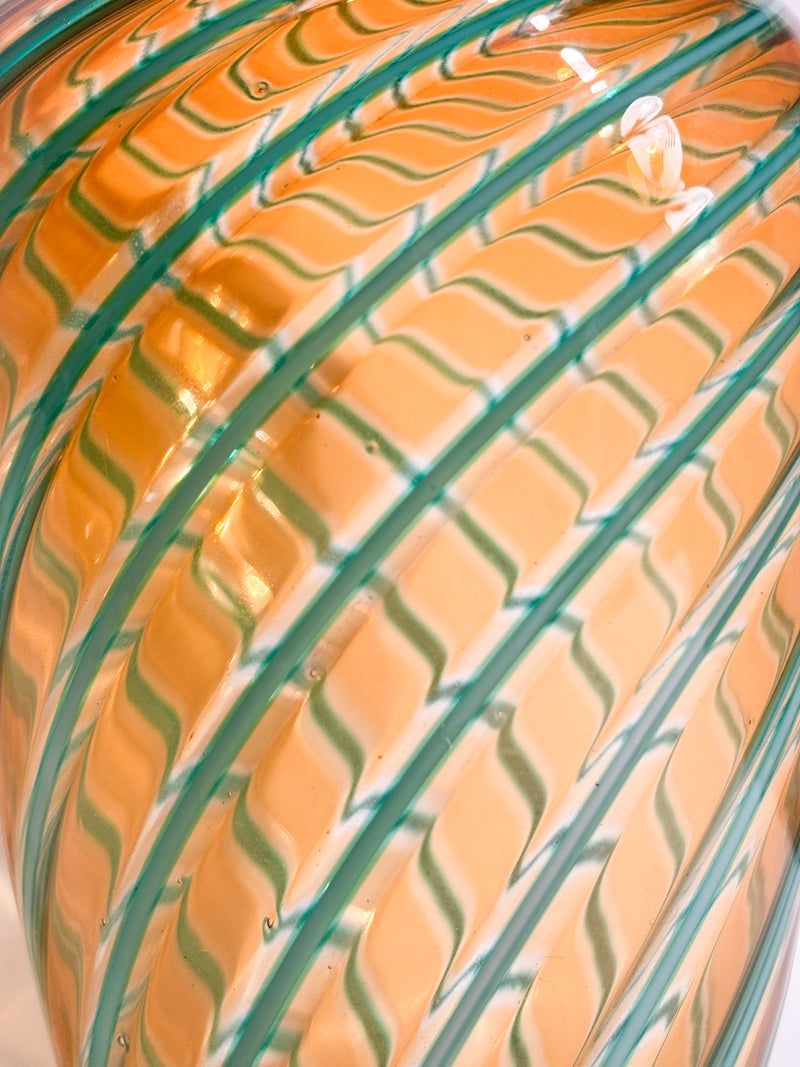 Vaso in Vetro di Murano con Lavorazione Canne Attribuito a Fratelli Toso Anni 50