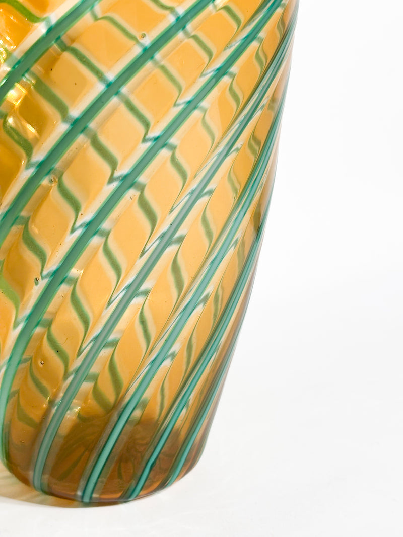 Vaso in Vetro di Murano con Lavorazione Canne Attribuito a Fratelli Toso Anni 50
