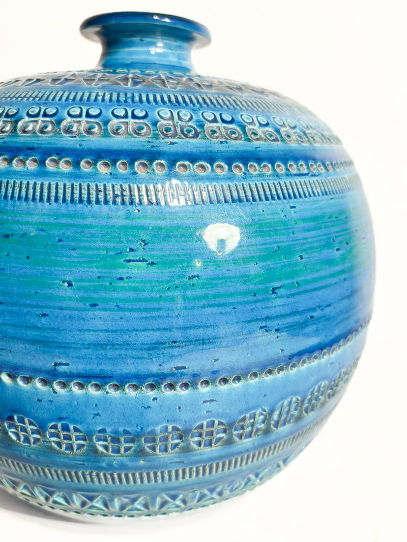 Vaso Sferico 'Rimini Blu' di Aldo Londi per Bitossi Ceramiche Anni 50