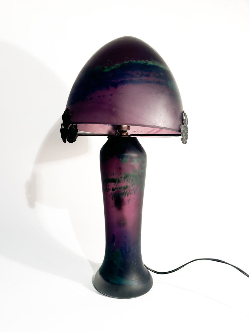 Purple French Pâte De Verre Table Lamp 1950s