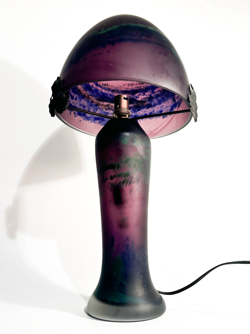 Purple French Pâte De Verre Table Lamp 1950s