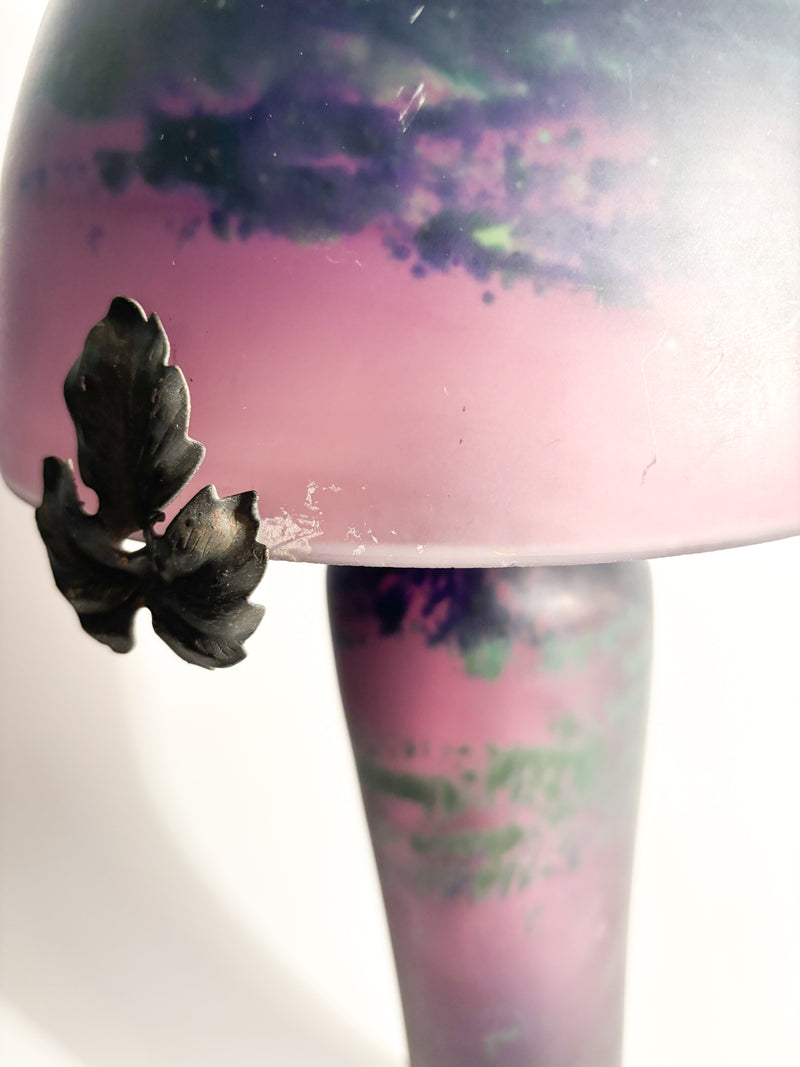 Purple French Pâte De Verre Table Lamp 1950s