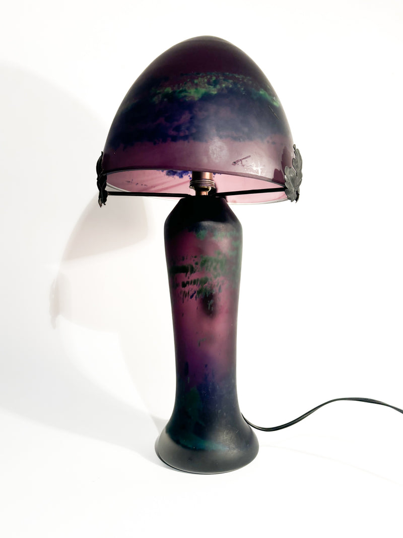 Purple French Pâte De Verre Table Lamp 1950s