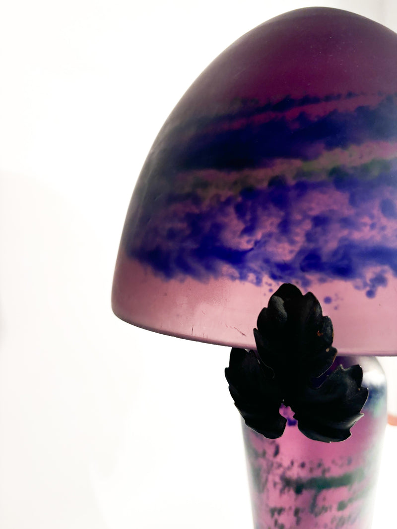 Purple French Pâte De Verre Table Lamp 1950s