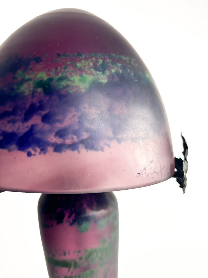 Purple French Pâte De Verre Table Lamp 1950s