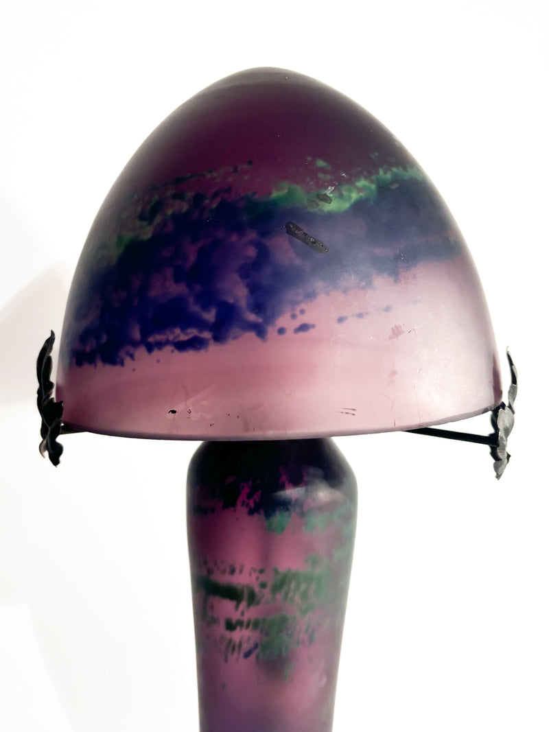 Purple French Pâte De Verre Table Lamp 1950s