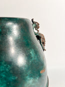 Vaso Ansato in Rame Verde Smaltato Anni 30