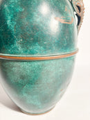 Vaso Ansato in Rame Verde Smaltato Anni 30