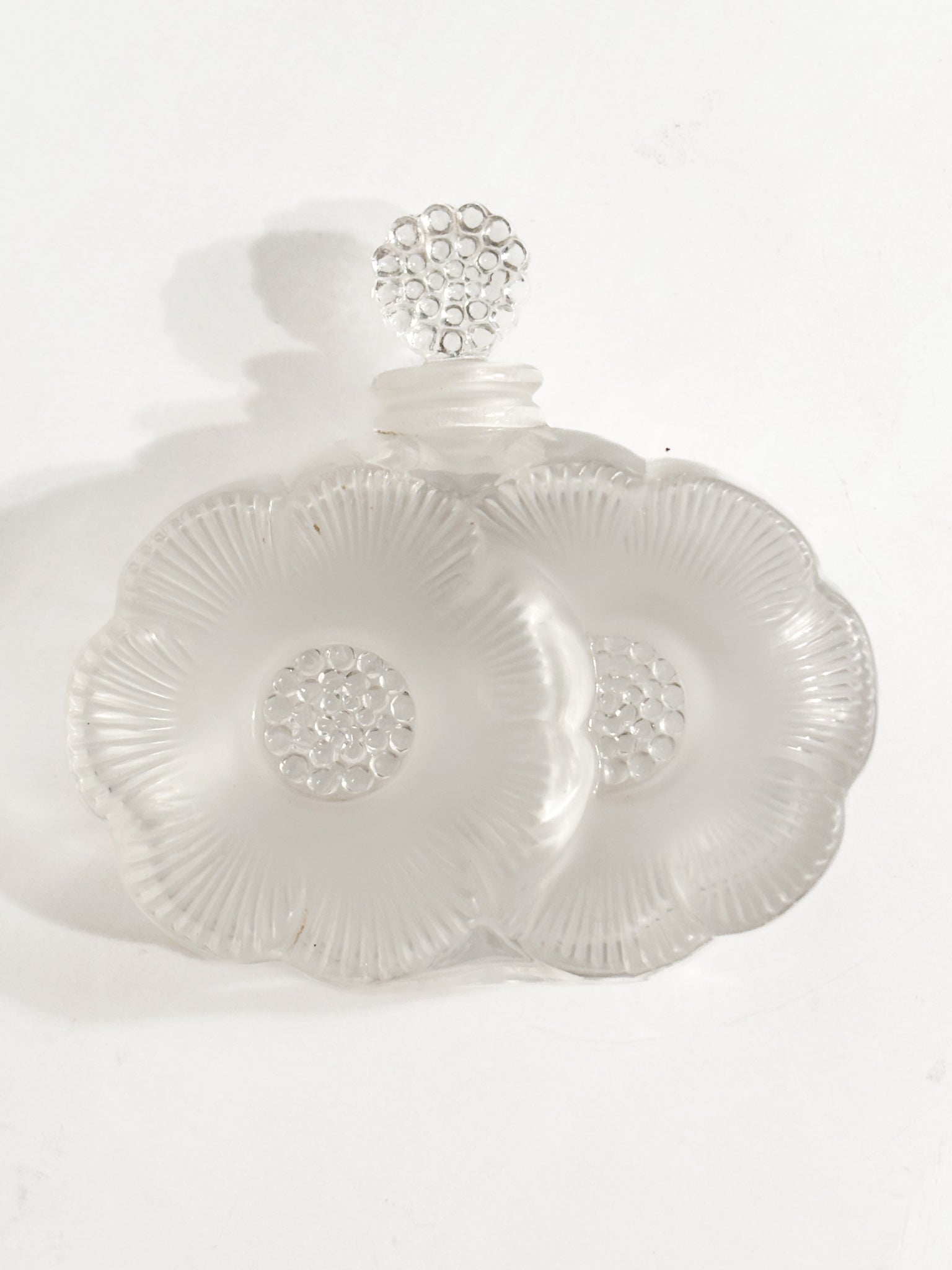 Lalique Crystal Perfume Bottle Deux Fleurs 80s