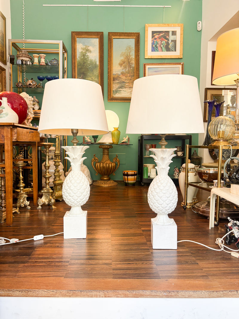 Coppia di Lampade Da Tavolo in Ceramica ad Ananas di Zaccagnini Ceramiche Anni 60