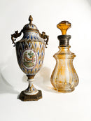 Bottiglia in Cristallo Biedermeier Arancione e Argento del 1800