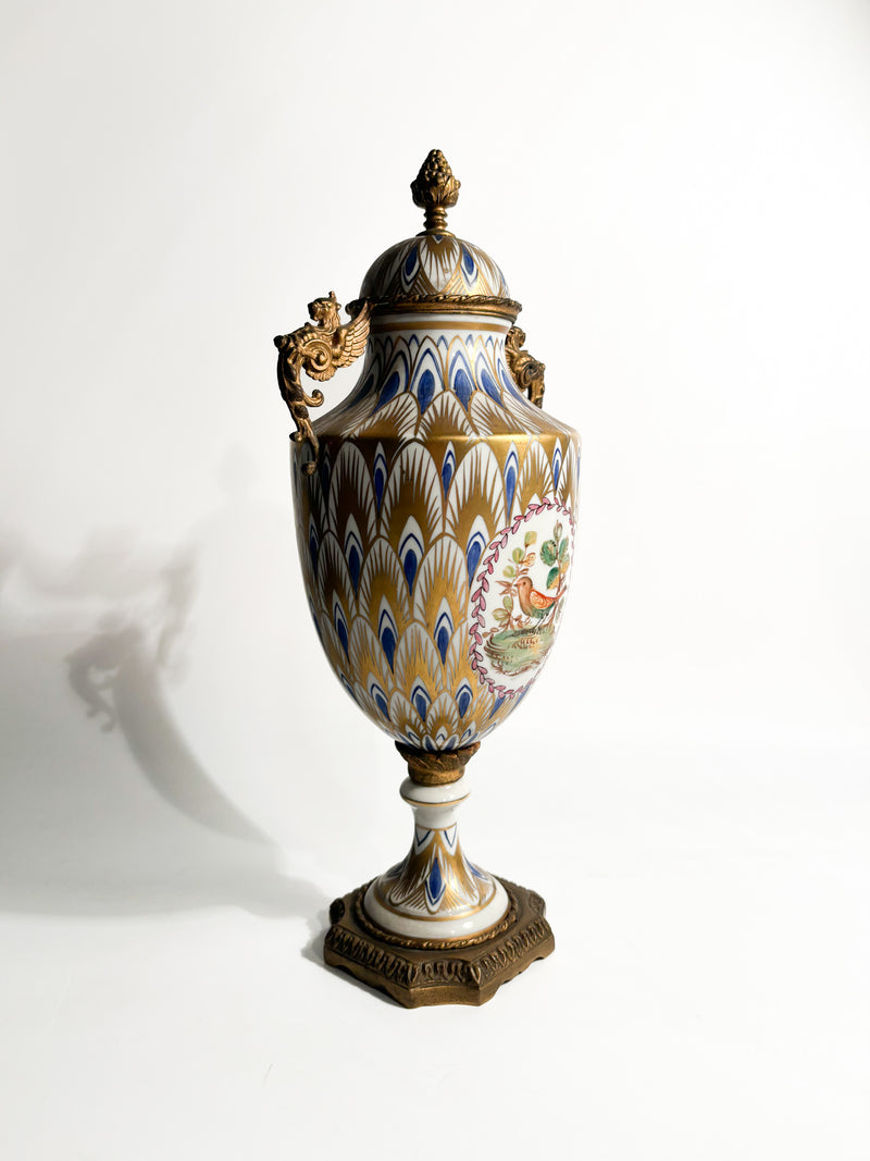 Vase in Sevres Porcelain and Hand-painted Bronze from 1800