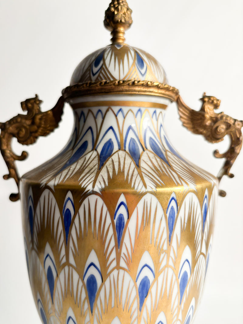 Vase in Sevres Porcelain and Hand-painted Bronze from 1800