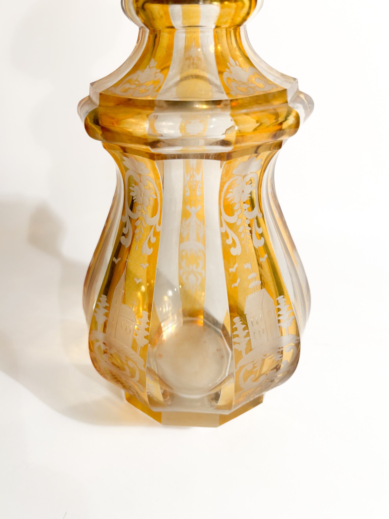 Orange and Silver Biedermeier Crystal Bottle from 1800