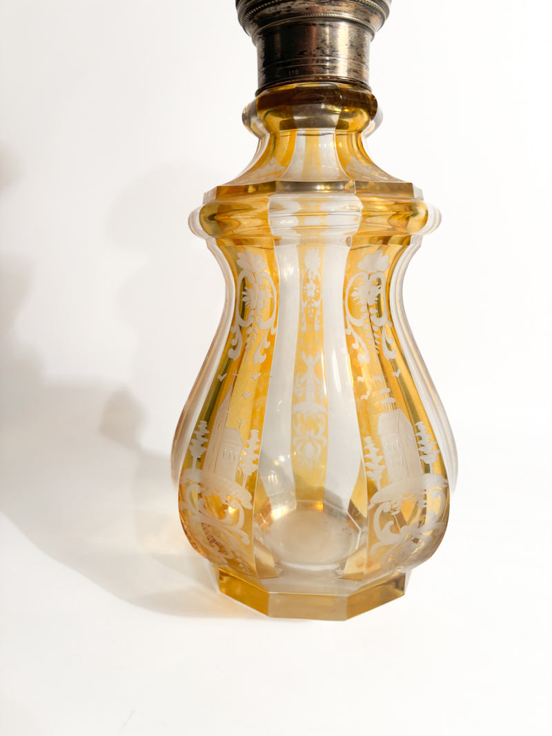 Orange and Silver Biedermeier Crystal Bottle from 1800
