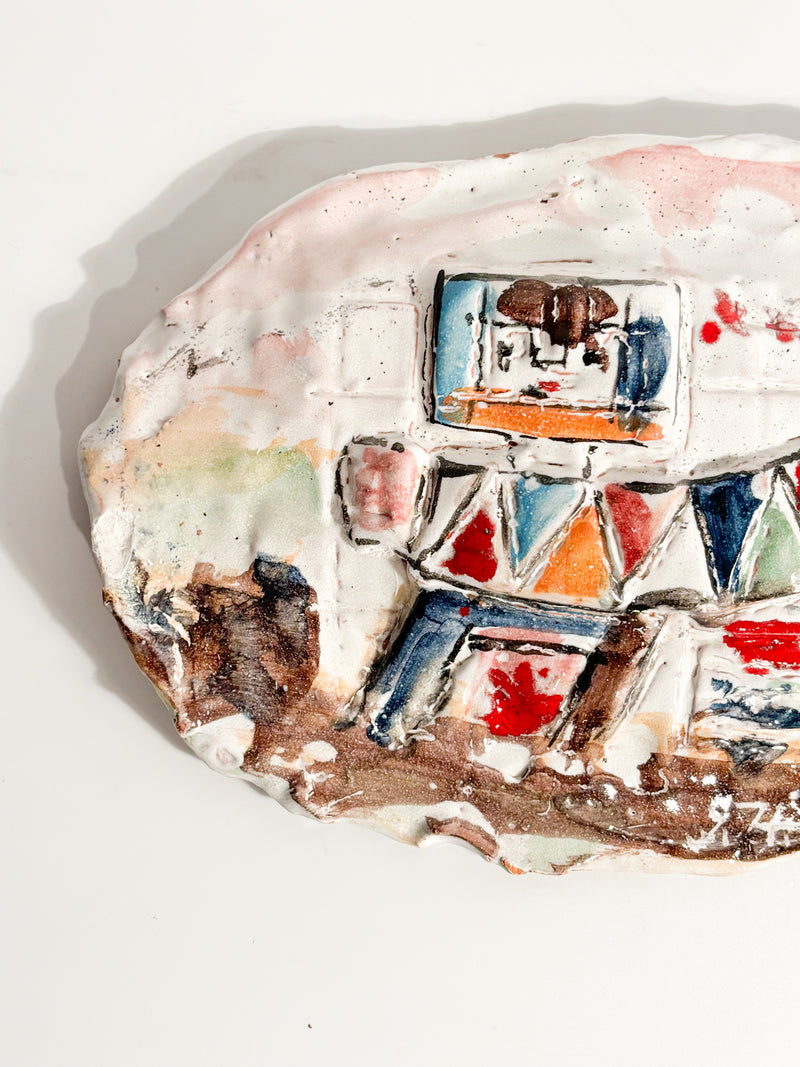 Hand-Painted Ceramic Plate by Ibrahim Kodra from the 1970s