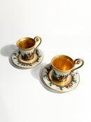 Coppia di Tazzine Dipinte e Mano di Capodimonte con Doratura Anni 40