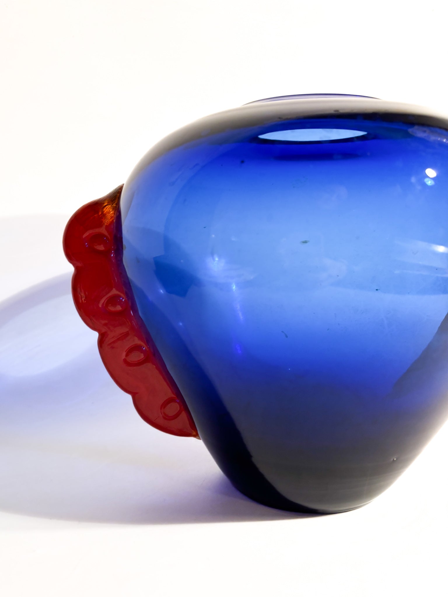 Vaso in Vetro di Murano Blu e Arancio Anni 80